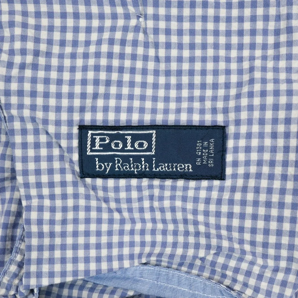 VTG Polo Ralph Lauren Shorts Mens 34 White Blue Gingham Checks Chino Preppy Golf